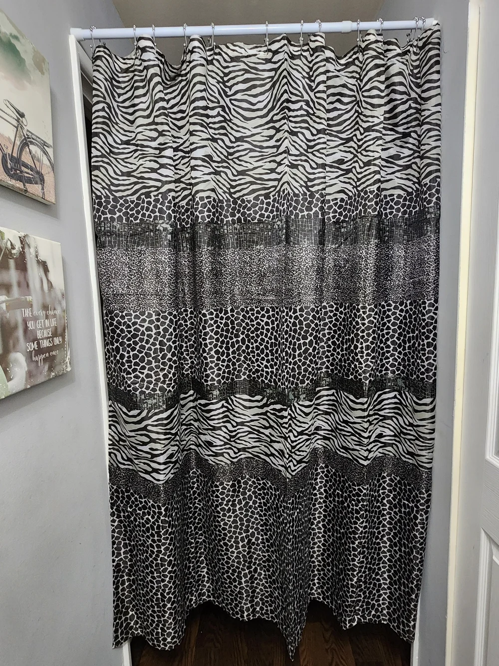 Shower Curtain Black and White Animal Print New